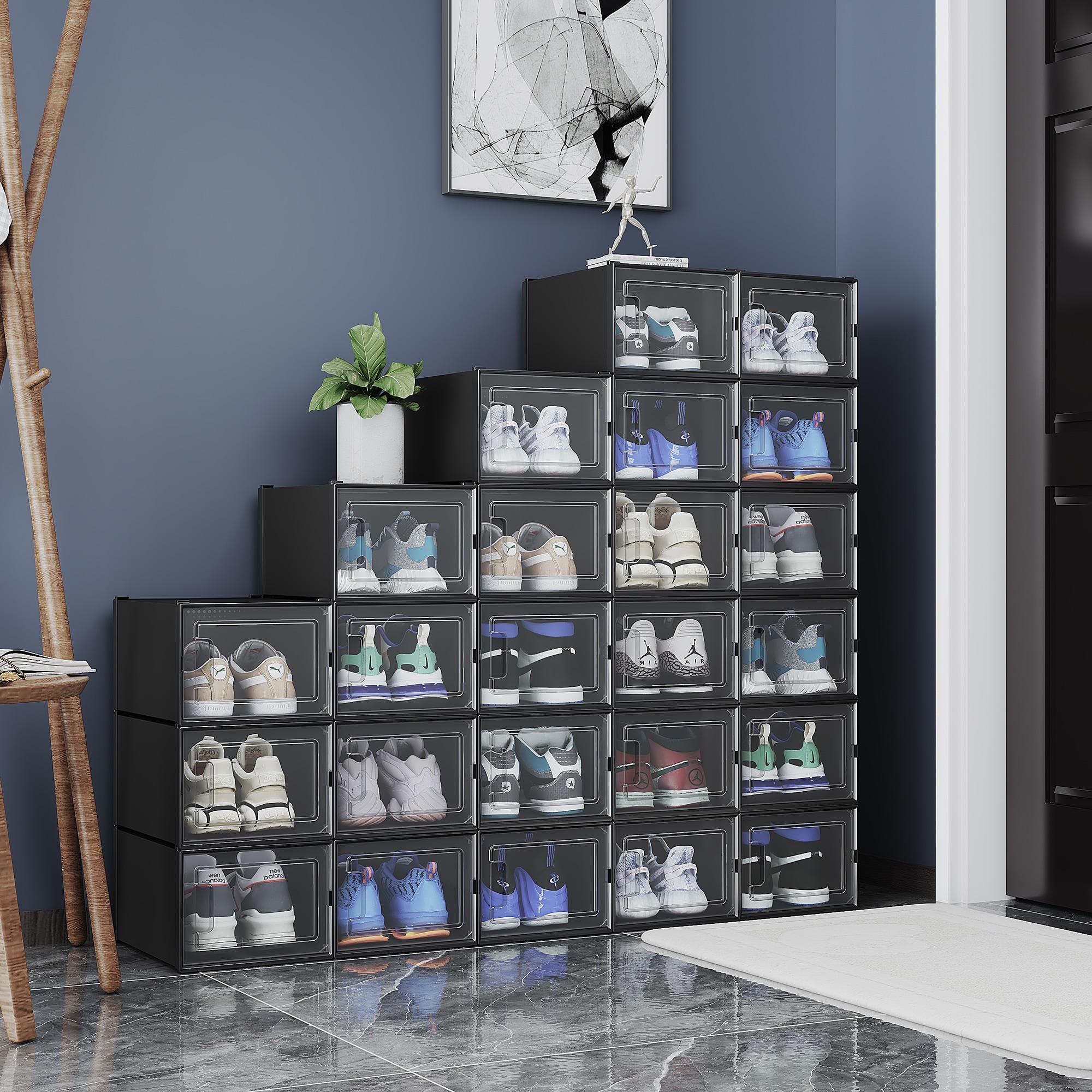 Clear plastic shoe storage deals