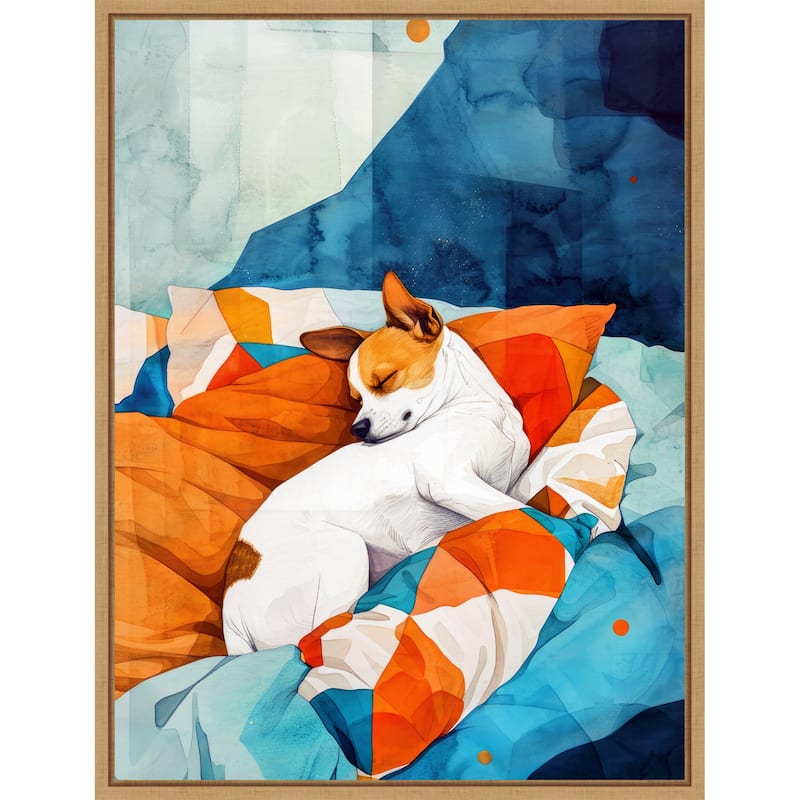 Dogs Life Nap by Justyna Jaszke Framed Canvas Wall Art