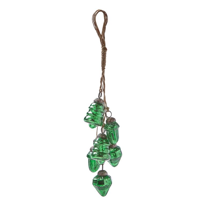 Festive Tree & Acorn Ornament Cluster - Christmas Tree Ornaments, 12" H x 3" L x 3" W, Easy Dust Clean, Green