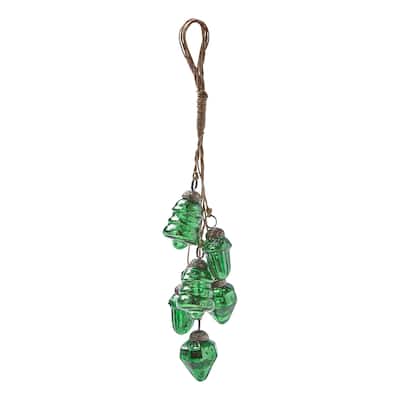 Festive Tree & Acorn Ornament Cluster - Christmas Tree Ornaments, 12" H x 3" L x 3" W, Easy Dust Clean, Green