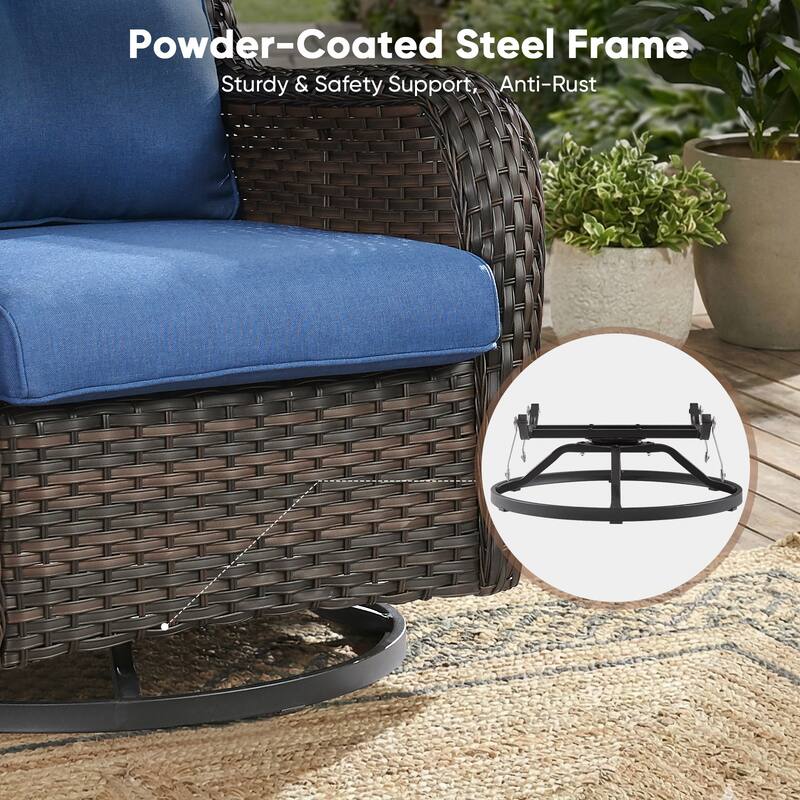 Pocassy Outdoor Wicker Glider Swivel Club Chairs (Set of 2) - Mix Grey