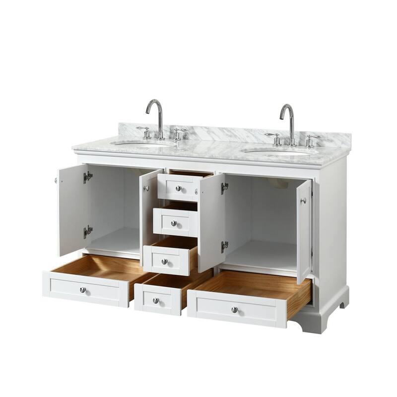 Wyndham Collection Deborah 60" Free Standing Double Vanity Set with