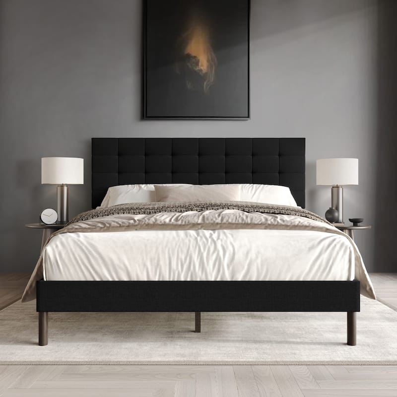 Clayfell Haines Upholstered Panel Bed - Black - King