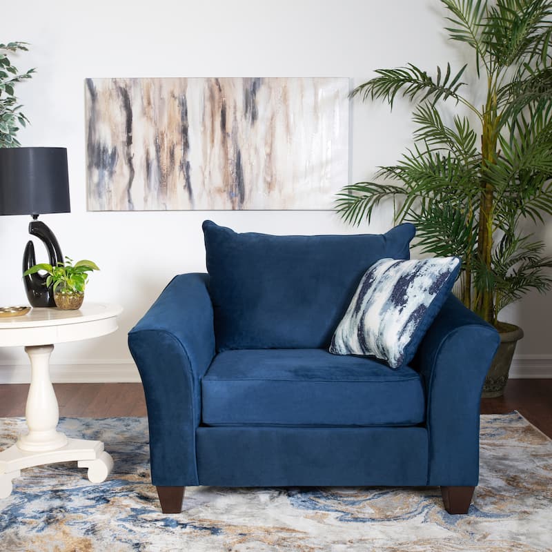 Roundhill Furniture Camero Fabric Pillowback 4-Piece Sofa Set in Navy Blue