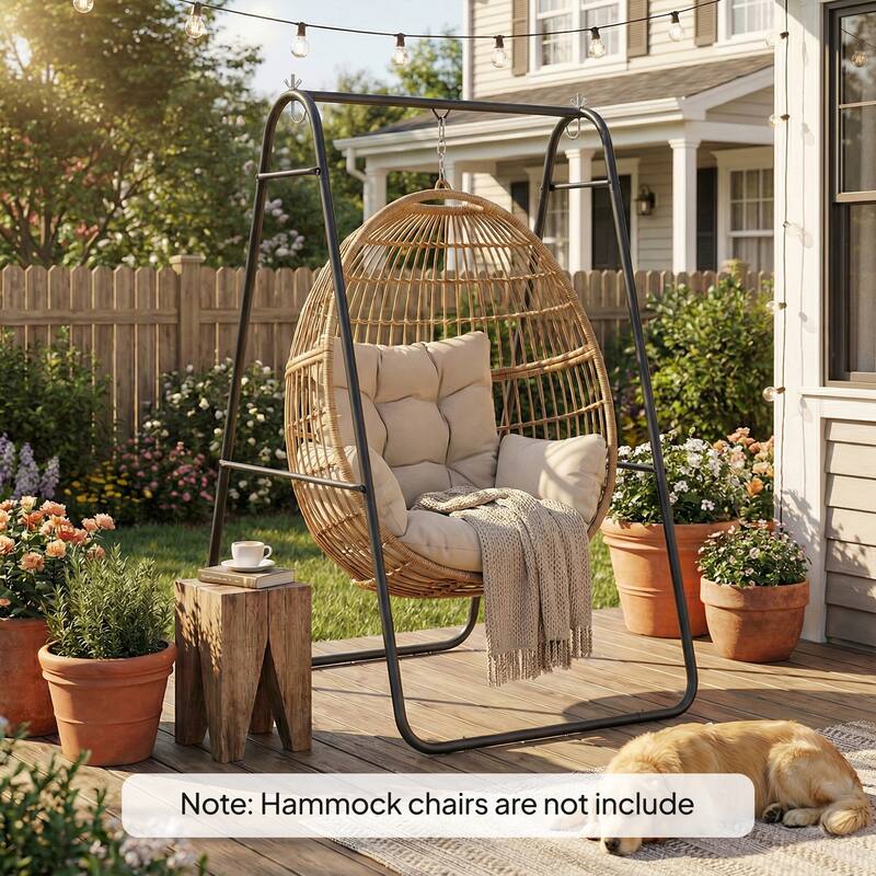 Outsunny Hammock Chair Stand Only, Hanging Chair Stand, Heavy Duty Solid Steel A-Frame Construction for Hanging Hammock - Black