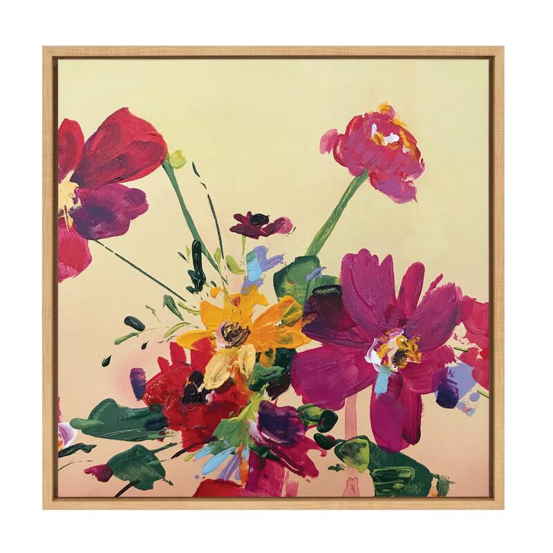 Kate and Laurel Sylvie Stand Out In Yellow Framed Canvas by Emma Daisy