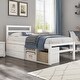 preview thumbnail 1 of 58, Wooden Platform Bed Frame with Removable Storage Shelves, Built-in Two Storage Drawers and Headboard for Kids, Teens