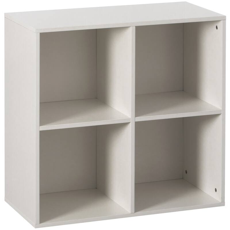 Wooden Toy Storage Bookshelf 4 Cube Organizer Square - White