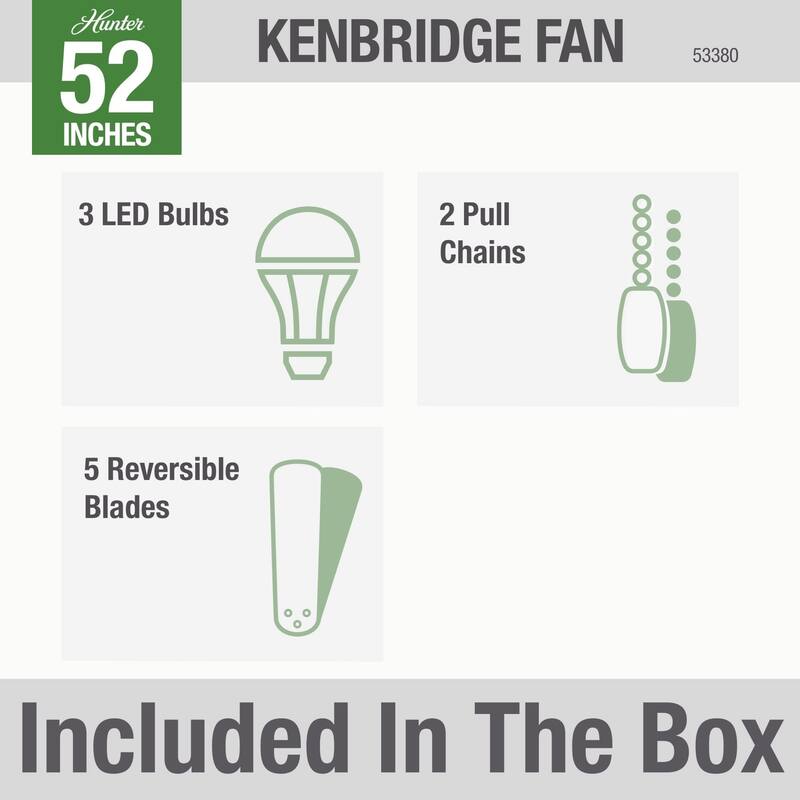 Hunter 52" Kenbridge Low Profile Ceiling Fan with LED Light Kit and Pull Chain
