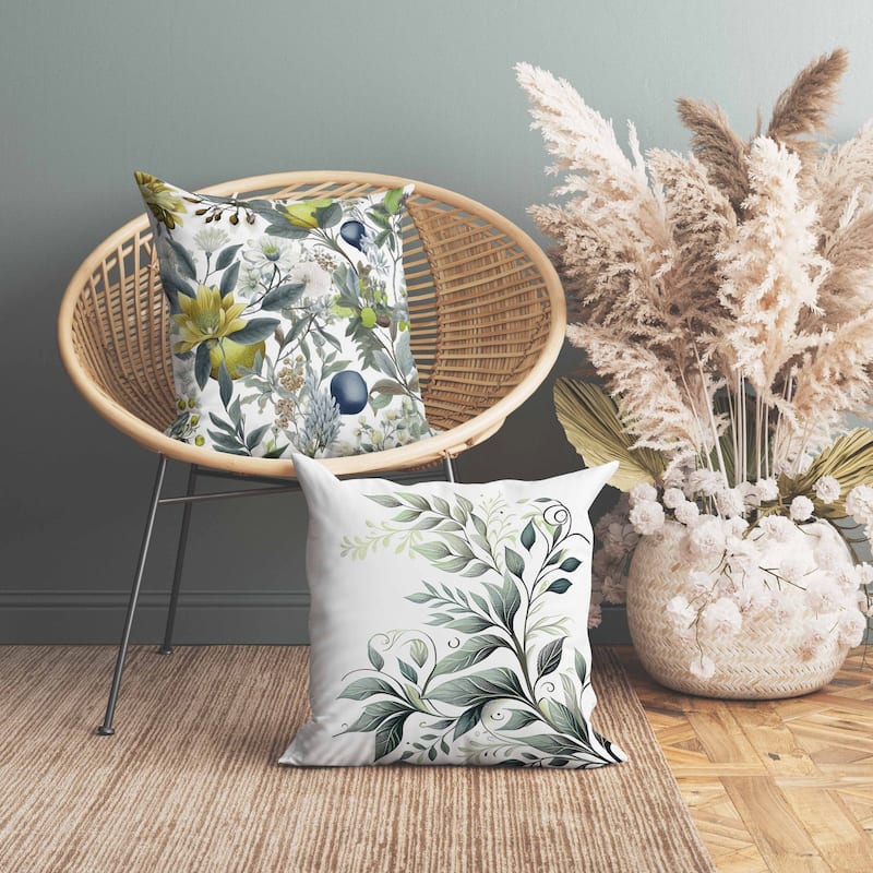 Orchid Whisper Indoor/Outdoor Reversible Throw Pillow White and Blue
