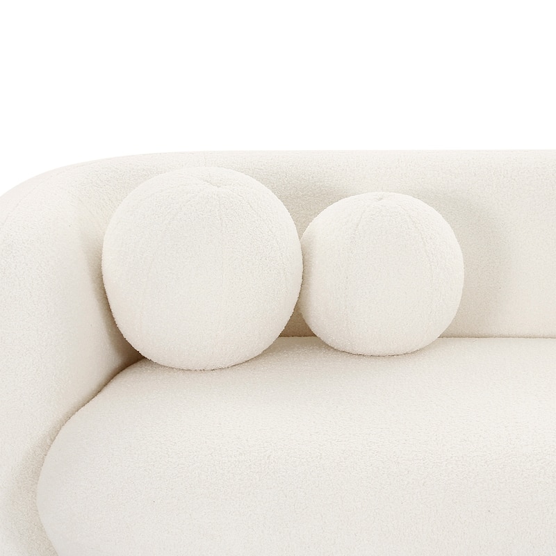 Pasargad Home Azzurro Boucle Upholstered Sofa with 2 Pillows, Ivory - 91"Wx36"Dx27"H