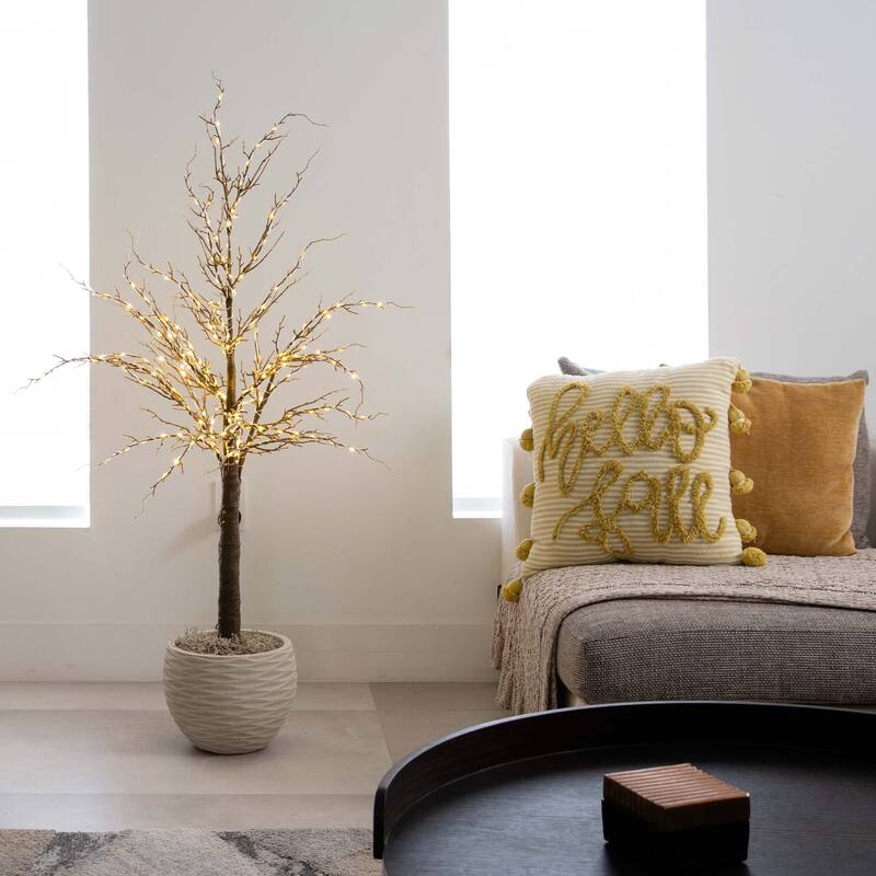 Pre-Lit Brown Twig Artificial Christmas Tree - 4' - Warm White LED Lights