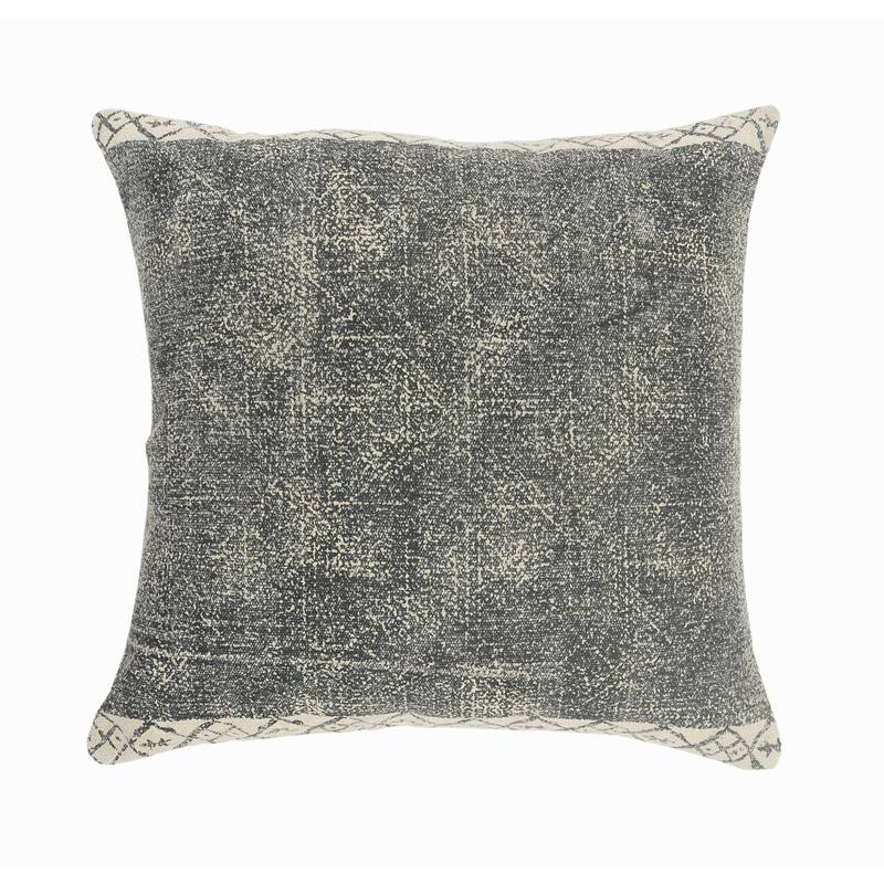 Handwoven Geometric Bordered Square Throw Pillow - 20" - Gray and Beige
