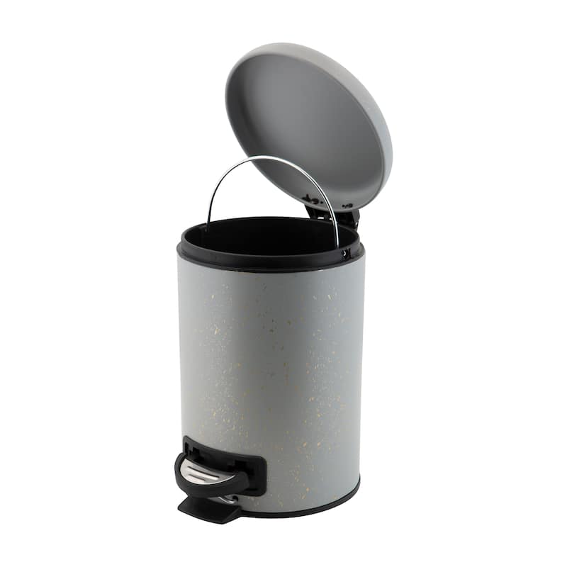 Elle Décor Speckled Design 3 Liter Step Bin with Lid Trash Can in Grey - 8.7"x 6.7"x 9.8"