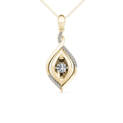 1/4ct TDW Dancing Diamond Pendant Necklace in 10k Yellow Gold for Women
