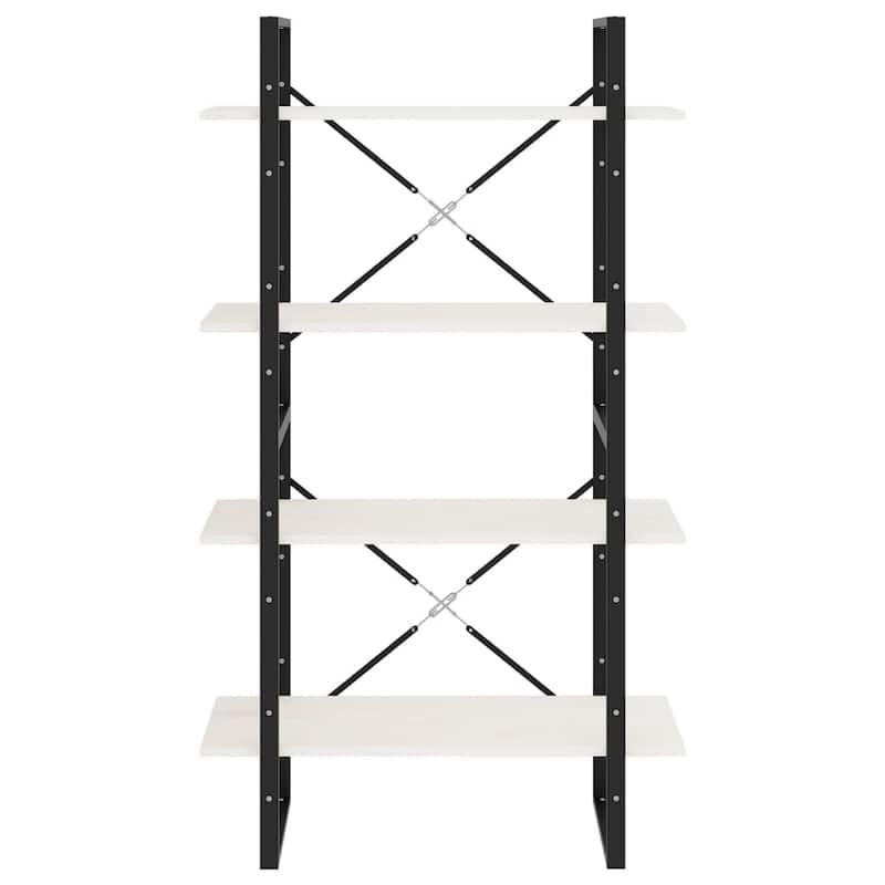 vidaXL 4-Tier Book Cabinet Black 31.5"x11.8"x55.1" Solid Pine Wood