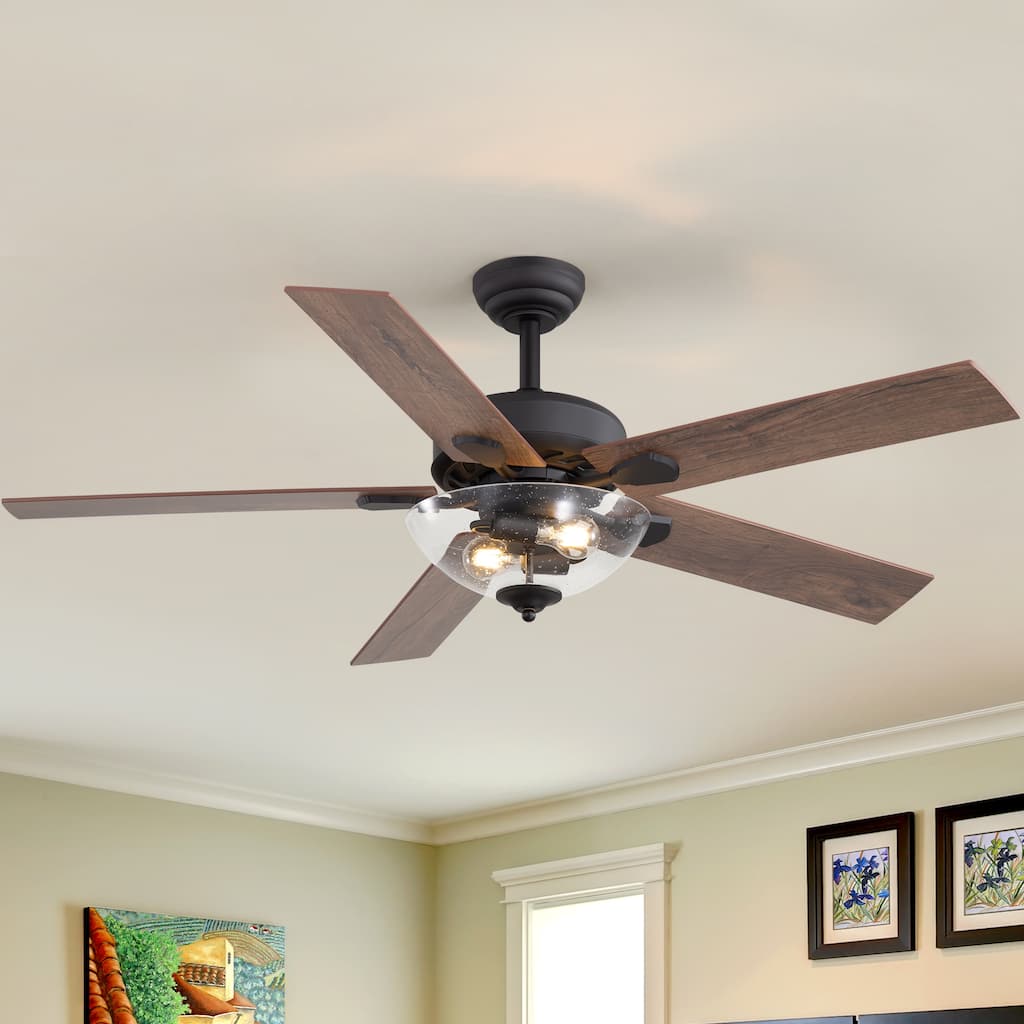 52-inch Wood Reversible 5-Blade Indoor Ceiling Fan with Remote and Light