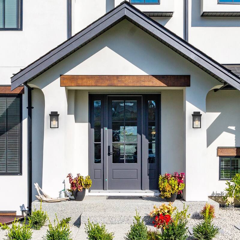 Modern Farmhouse Black 1-Light Outdoor Wall Sconce Glass Patio Lantern