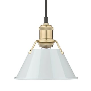 Yep by Golden Lighting Orwell 1-light 8in Pendant in Brushed Champagne Brass and Dusky Blue shade - Gold