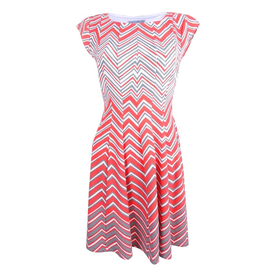 Shop Signature By Robbie Bee Women S Petite Short Sleeve Flare Dress Pl Grey Coral Grey Coral Pl Free Shipping Today Overstock 22435889