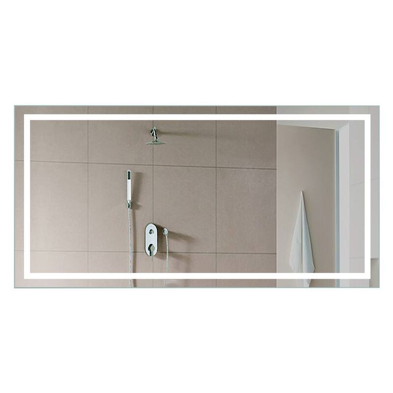 Miseno 60" W x 28" H Rectangular Frameless Wall Mounted Mirror with - Mirrored
