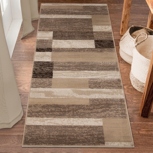 Miranda Haus Geometric Modern Patchwork Polypropylene Indoor Area Rug