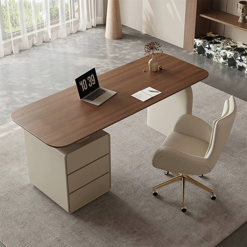 Walnut 3-Drawer Writing Desk With Storage For Office And Home Office - 71"L