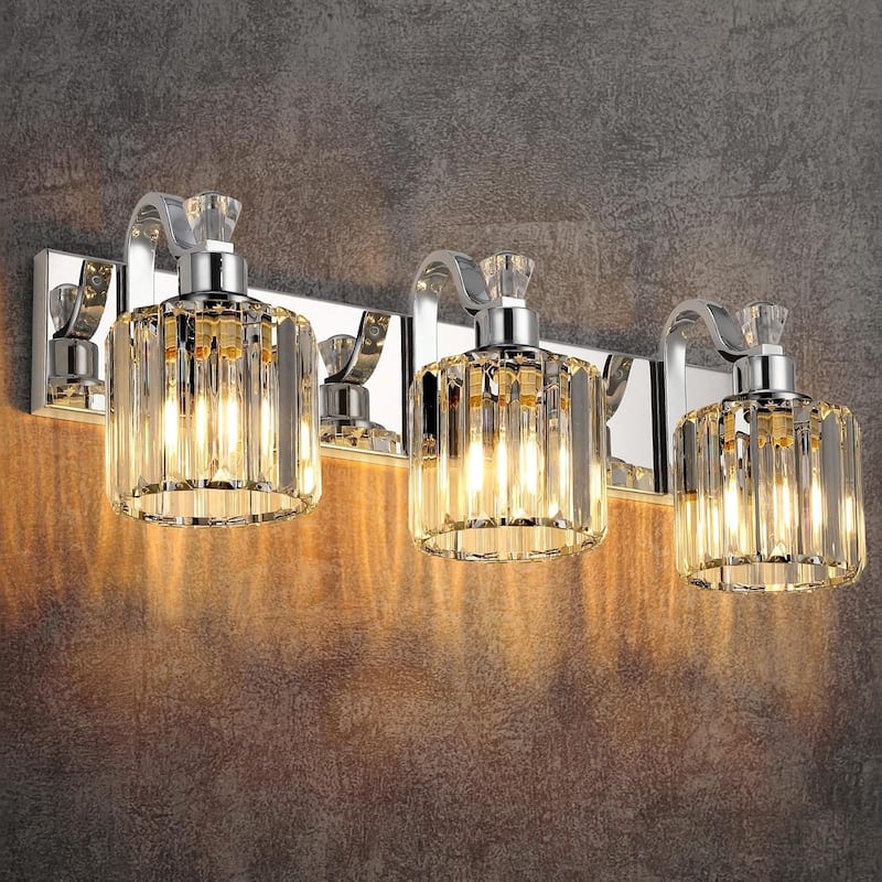 Modern Chrome Led Crystal Vanity Lights Over Mirror 4 Lights