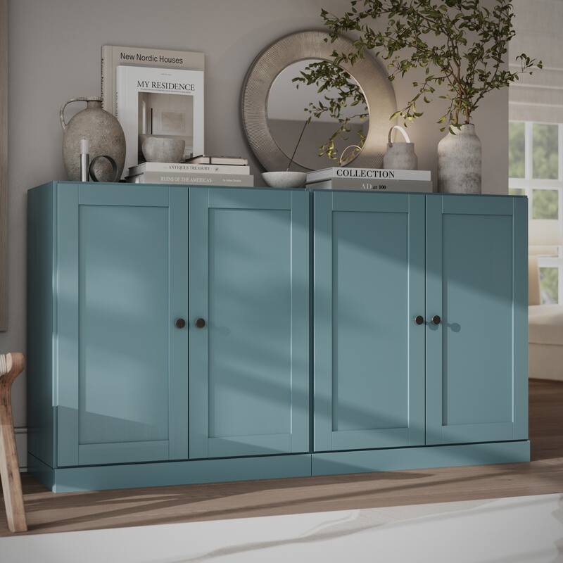 Palace Imports 100% Solid Wood 64" Sideboard with Raised Panel Doors & Adjustable Shelves - Aqua Blue