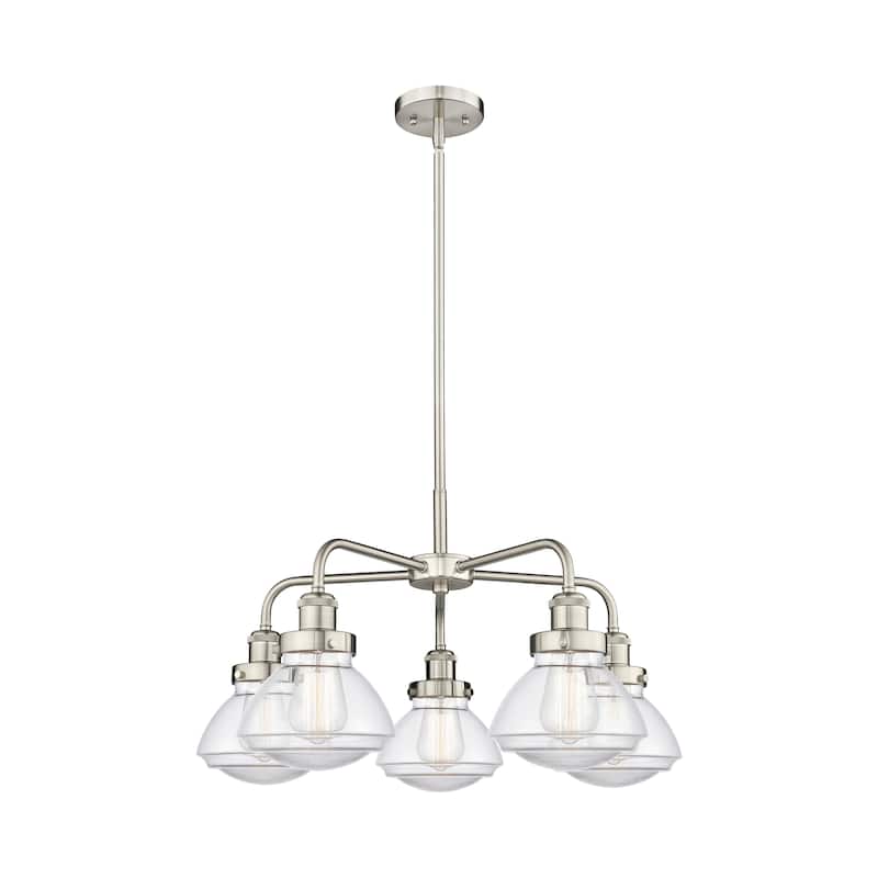 Innovations Lighting Olean - 5 Light 25" Stem Hung Chandelier - Clear/Satin Nickel