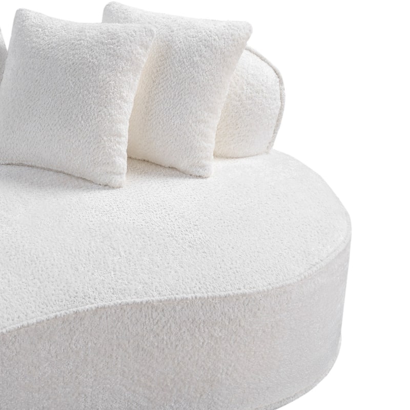 114" Curved Boucle Sectional Sofa, No Assembly Required