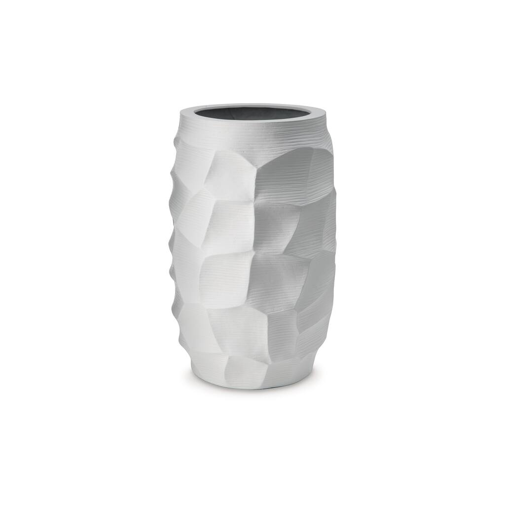 Legan 20 Inch Flower Vase, 3D Abstract Sculptural Art, White Polyresin