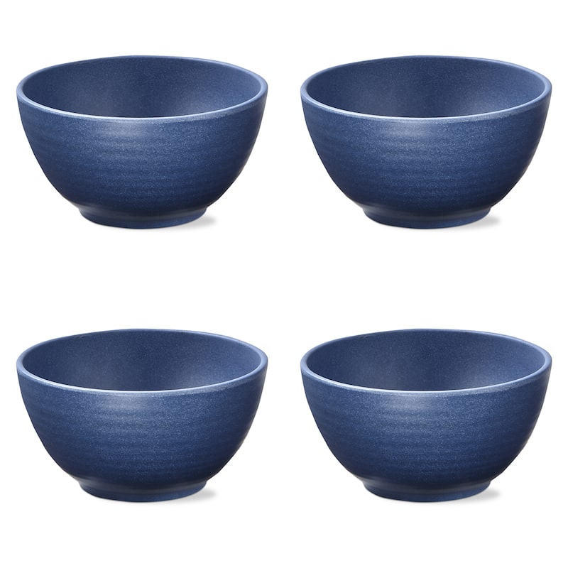 22 oz. 6 in. Blue Brooklyn Melamine Plastic Dinnerware Bowl Dishwasher Safe Indoor Outdoor Round Blue Set 4