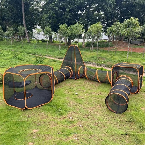 Cat Play House Outdoor Kitty Compound Tube Enclosure Yard Pen Cage Fun Tent