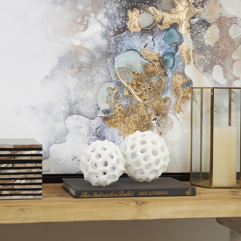 Polystone Abstract Decorative Orbs & Vase Filler - Set of 2 Cream - Roche River Decor