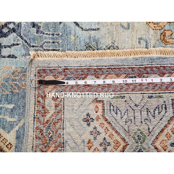 Shahbanu Rugs Beau Blue Wool Shaved Down Caucasian Gul Motifs All Over ...