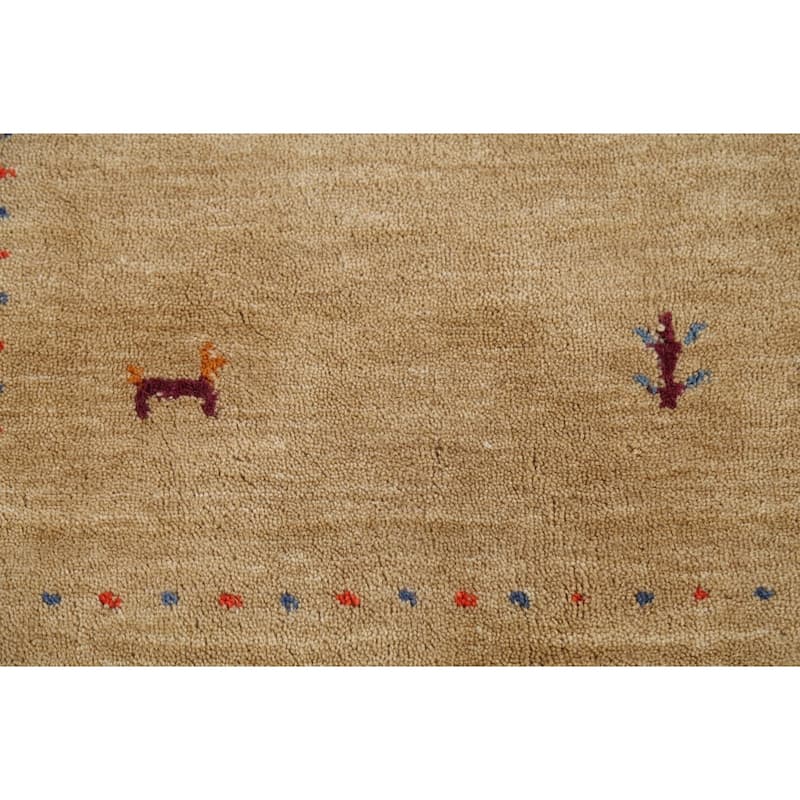 Tribal Gabbeh Indian Accent Rug Handmade Modern Wool Carpet - 2'11"x 5'2"