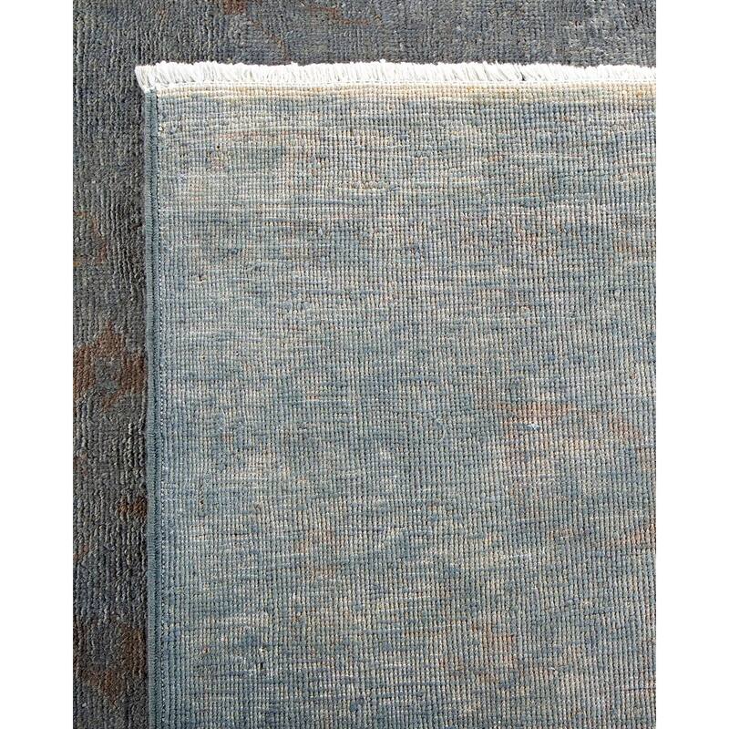 Overton Hand Knotted Wool Vintage Inspired Modern Contemporary Overdyed Gray Area Rug - 12' 2" x 18' 2"