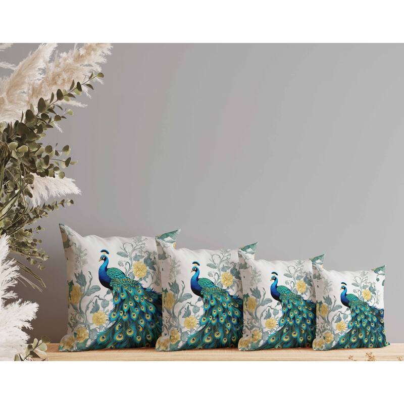 Peacock Secrets Faux Suede Reversible Throw Pillow Teal and Gold