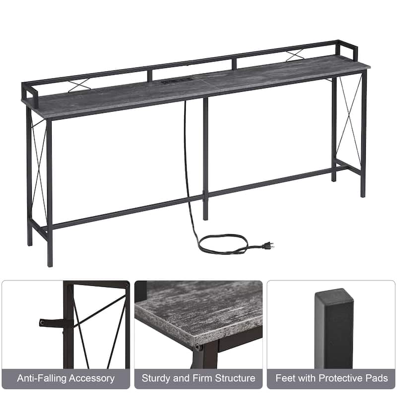 5-Pieces Console Table with Bar Stools Set, with 2 Outlet and 2 USB Ports, Dining Table Sets for Breakfast Nook