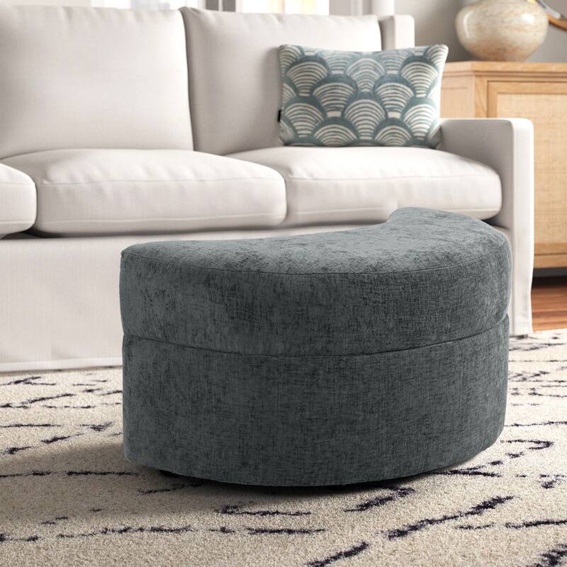 Moon Chenille Upholstered Storage Ottoman - Grey