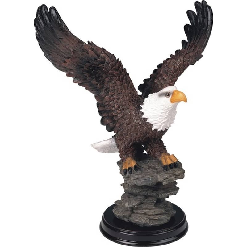 Q-Max 7"H Eagle Standing on Rock Statue Wild Animal Decoration Figurine