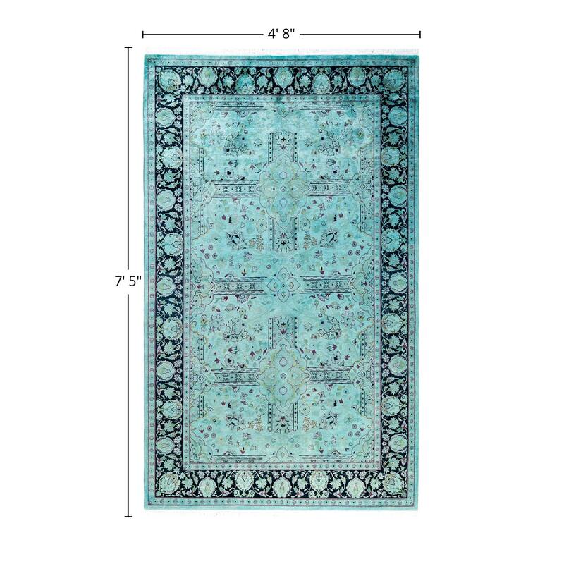 Fine Vibrance One-of-a-Kind Hand-Knotted Area Rug - Blue, 4' 8" x 7' 5" - 4' 8" x 7' 5"