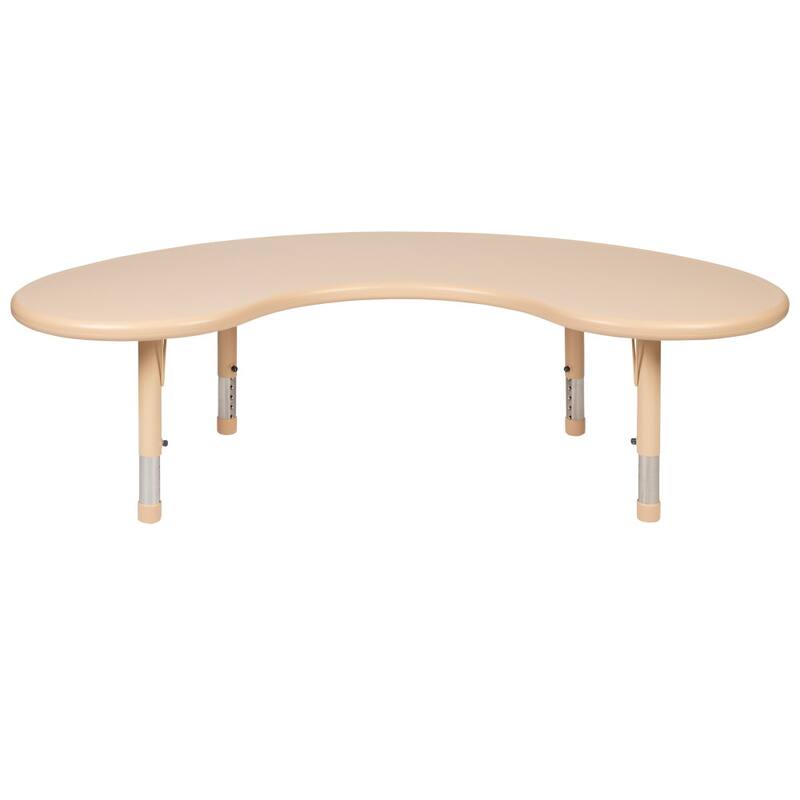 35"Wx65"L Half-Moon Plastic Adjustable Activity Table for 8 - 65"D x 35"W x 14.5" - 23.75"H