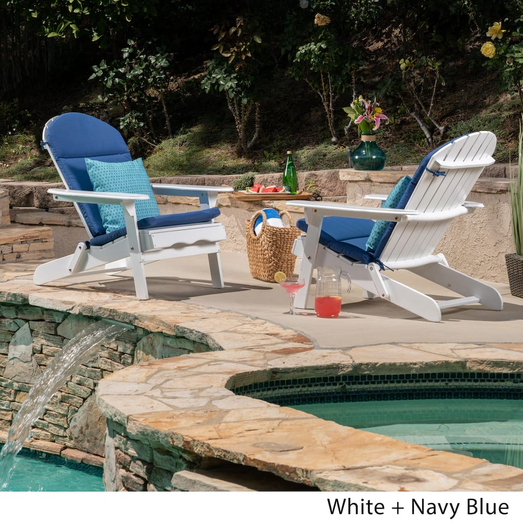 Malibu Outdoor Acacia Wood Folding Adirondack Chairs with Cushions (Set of 2) by Christopher Knight Home
