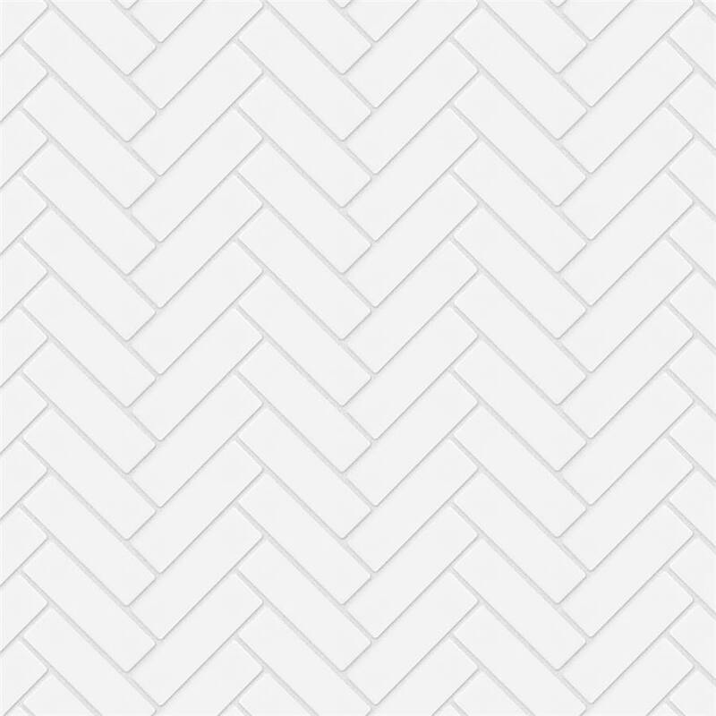 Merola Tile Metro Brick Herringbone Glossy White 10-5/8" x 12-1/2" Porcelain Mosaic Tile