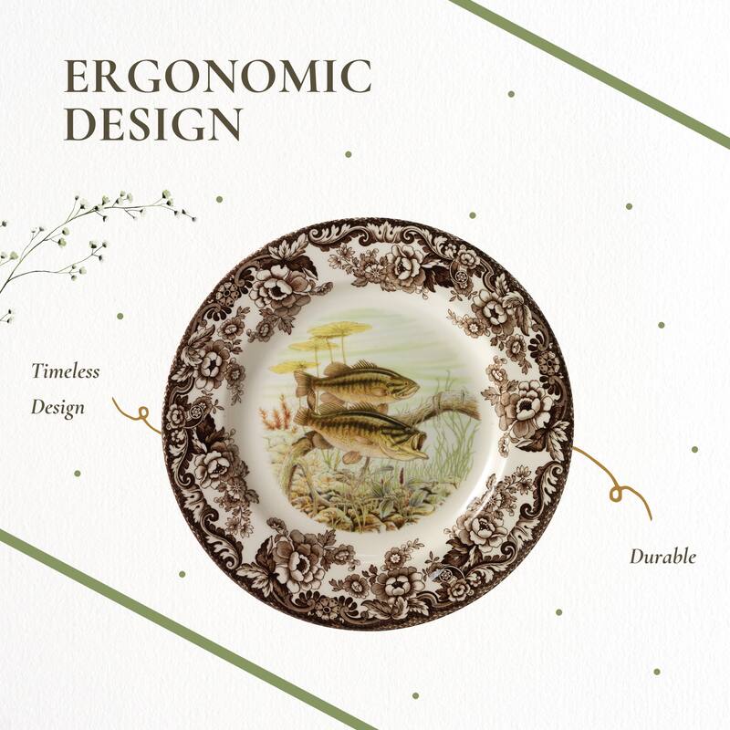 Spode Woodland Fish Motif Salad Plate