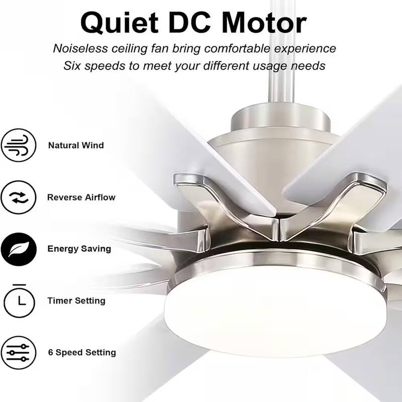 66" Large Industrial Windmill Smart Ceiling Fan with Light, App and Remote Control, Dimmable LED - 66 Inch Span