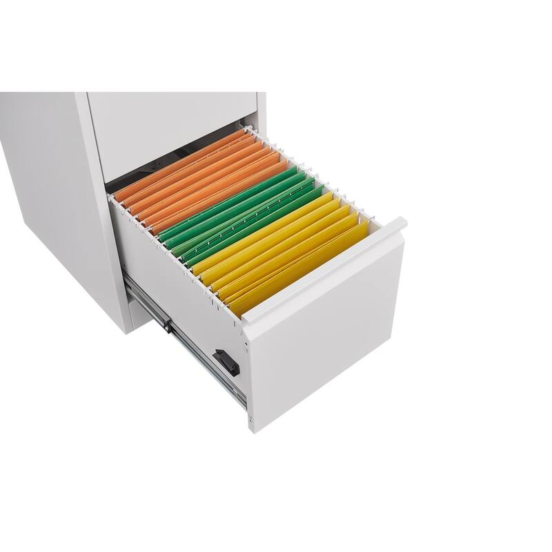4-Drawer Locking Vertical Storage Cabinet, Office Filing Cabinet with Full Extension Drawers & Adjustable Hanging Rods