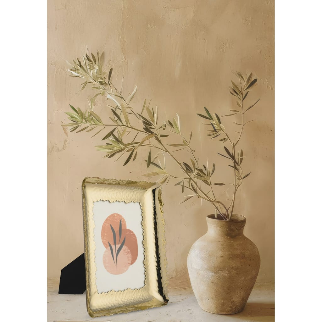 Abstract Wavey Rectangular Brass Picture Frame - for 4" x 6" Photo - Champagne Gold - 4-inchx6-inch